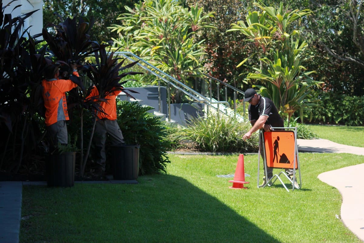 Element Queensland crew placing safety signage on residential site