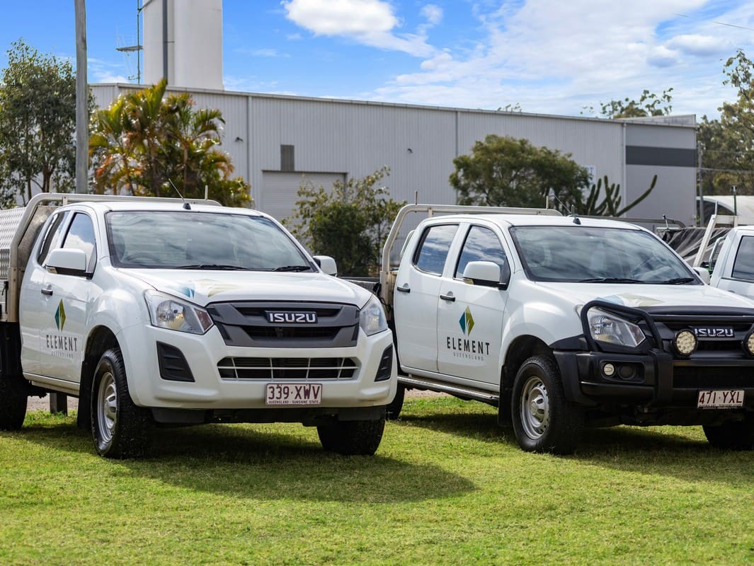 Element Queensland branded fleet of utes and vehicles ready for deployment