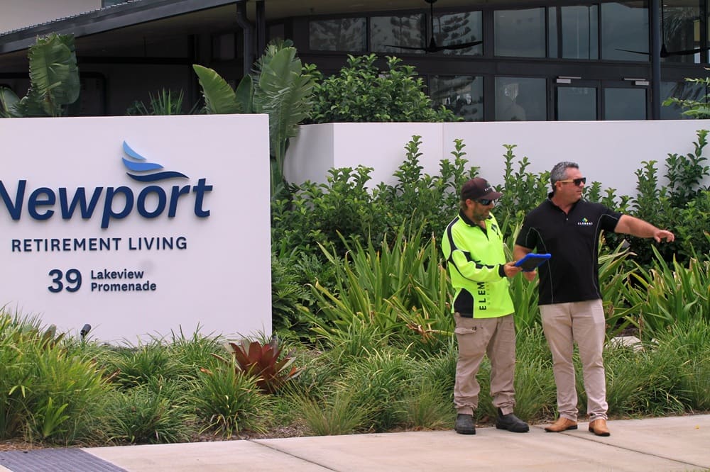 Element Queensland supervisor and crew member onsite at Newport Retirement Living